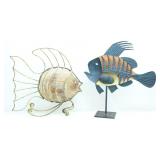 LARGE PAINTED METAL FISH SCULPTURES