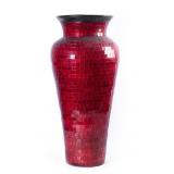 LARGE RED MOSAIC GLASS & CERAMIC VASE