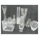 ASSORTED CLEAR GLASS VASES