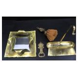 BRASS VANITY MIRROR, BRUSH,TABLE SWEEPER