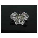 SILVER FILIGREE BUTTERFLY BROOCH 5.60g