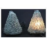 TWO GLASS TILE TABLE LAMPS
