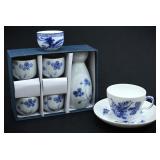 JAPANESE PORCELAIN SAKE SET & TEACUP W/ SAUCER