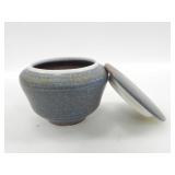 SMALL LIDDED POT W/ BLUE GRY GLAZE