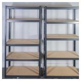 2 MEDIUM DUTY METAL STORAGE RACK W/WOOD SHELVES