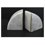 NATURAL STONE BOOKENDS WITH BRASS ACCENTS