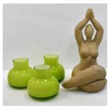 DECORATIVE ART GLASS VASES & FIGURAL SCULPTURE