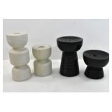 SANDSTONE & WOOD CANDLE HOLDER SETS