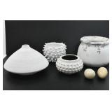 WHITE ON WHITE DECORATIVE FLOWER POTS & VASE