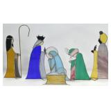 STAINED GLASS NATIVITY SCENE FIGURES