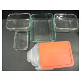 ASSORTED LIDDED PYREX, GLASS BOWLS