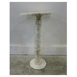 ROUND CARVED ALABASTER PEDESTAL ACCENT TABLE