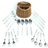 20-PIECE MIKASA TRANSLUCENT CUTLERY SET & BASKET