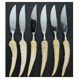 6 SOLINGEN OTHELLO STAG HORN HANDLE KNIVES