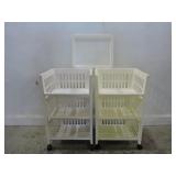 2 STACKABLE 3 TIER PLASTIC  ROLLING STORAGE CARTS
