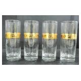 4 MCM-STYLE GLASS TUMBLER WITH GOLD-TONE ACCENTS