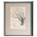 P HARDING WINTER LANDSCAPE WATERCOLOUR