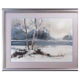 ALAN KINGSLAND WINTER LANDSCAPE WATERCOLOUR