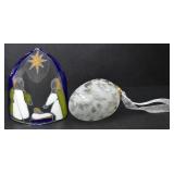 STAINED GLASS NATIVITY SCENE & AN ORNAMENT
