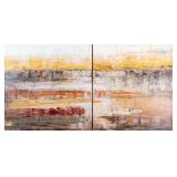 CONTEMPORARY HORIZONTAL ABSTRACT DIPTYCH