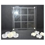 STOKES GLASS TIC TAC TOE BOARD + GAME PIECES