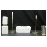 MARBLE TRINKET BOX WITH CANDLE HOLDERS