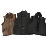 3 LADIES' LEATHER & LAMB'S WOOL VESTS (3X & L)