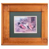 EDGAR HUNT 'THE PECKING ORDER' FRAMED ART PRINT