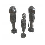 TRIO OF PORTRAIT AFRICAN EBONY WOOD CARVINGS
