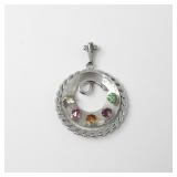 RAINBOW STERLING & RHINESTONE PENDANT 2.6g