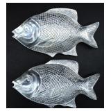 PAIR FISH MEXICAN PEWTER DISHES