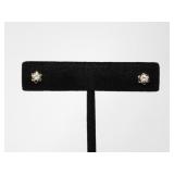 9KT GOLD & SYNTHETIC STONE EARRINGS 0.8g
