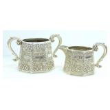 SILVERPLATE 19th C. DIXON & SON CREAMER & BOWL