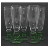 FIVE GREEN BOTTOM GLASSES