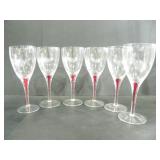 RED TEAR DROP STEM WINE GLASSES