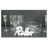 CYLINDRICAL GLASS VASES, CANDLE HOLDER