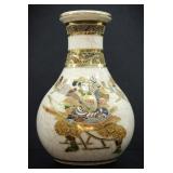JAPANESE SATSUMA-STYLE CRACKLE ONNA-MUSHA VASE