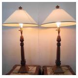 PAIR OF WOOD CARVED TABLE LAMPS