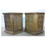 2 ITALIAN MEDITERRANEAN STYLE STORAGE END TABLES