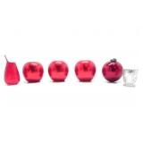 CANDLE HOLDERS, GLASS, CHRISTMAS DECO BALL