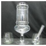 ASSORTED GLASS VASES AND JAR