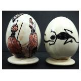 AFRICAN SOAPSTONE PAINTED FOLK ART STONE EGGS