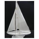 DECORATIVE WHITE WOODEN SAILBOAT