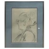UNSIGNED WOMAN IN GLASSES SKETCH