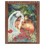 ALIX WOMAN WITH WATER JUG OIL PAINTING