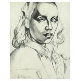 T. DE LEMPICKA Portrait of Woman Drawing
