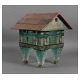 Contemporary House Form Art Glass Sculpture