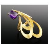 18K Gold Amethyst Free Form Ring