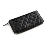 CHANEL Patent Zip Around Wallet COA