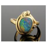 14K Opal Diamond Ring